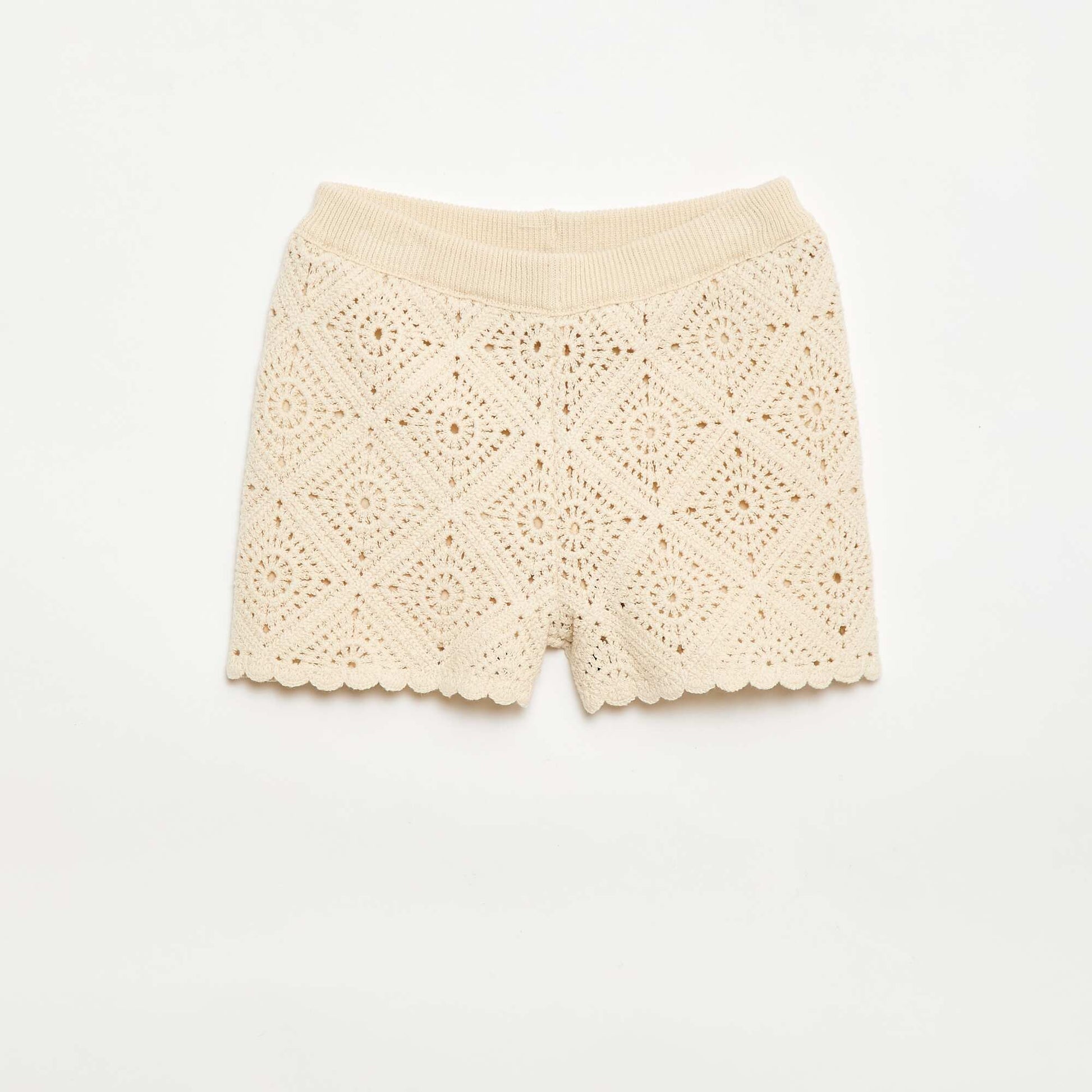 Short en crochet uni BLANC