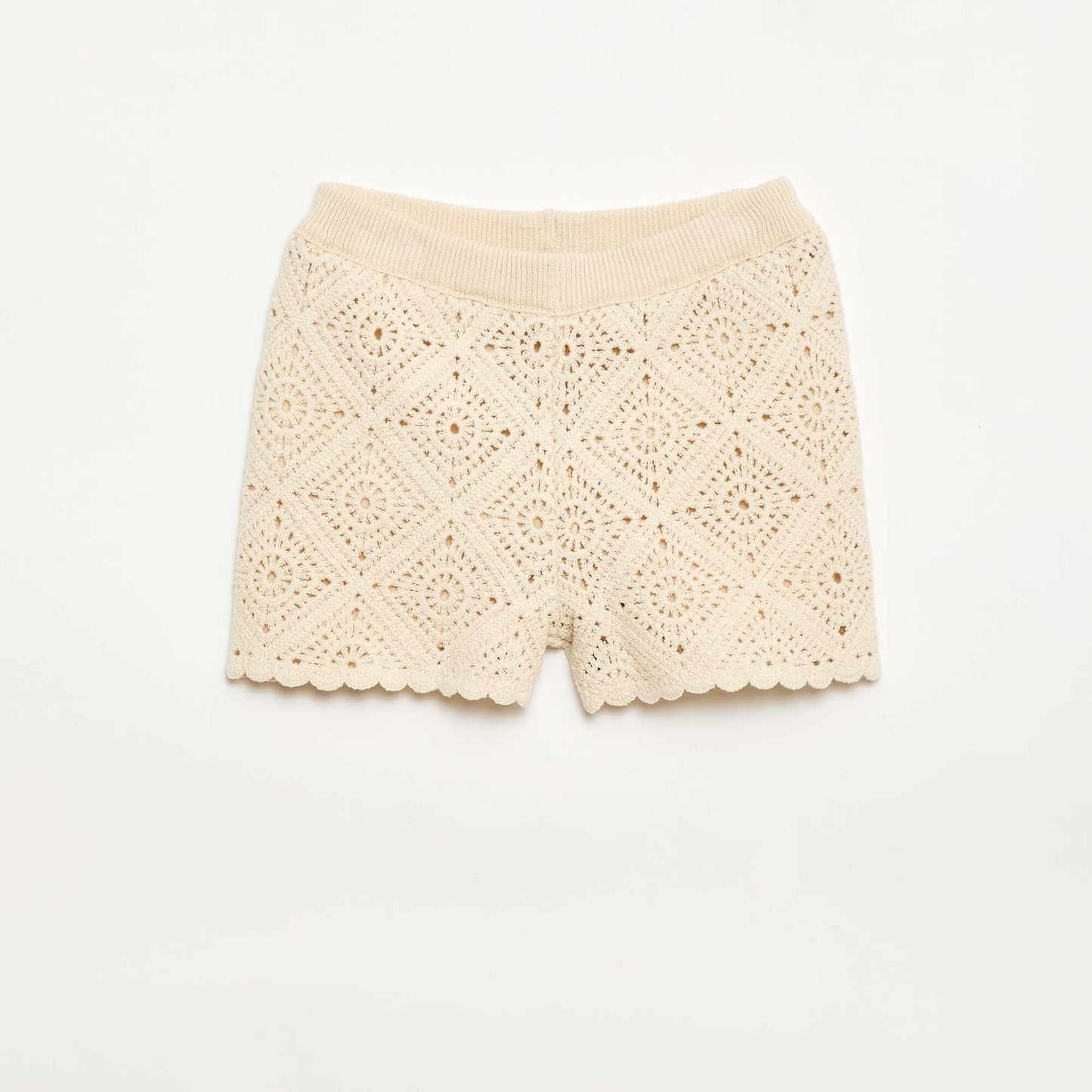 Short en crochet uni BLANC