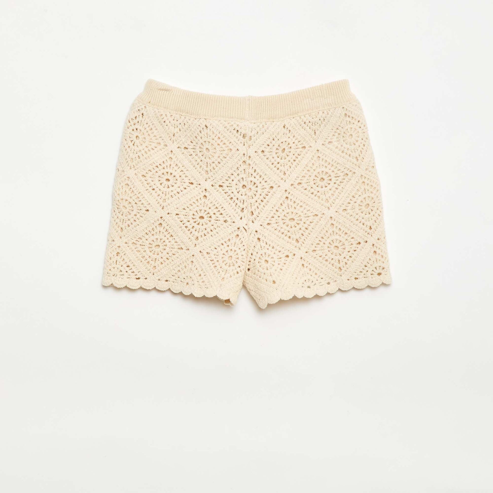 Short en crochet uni BLANC