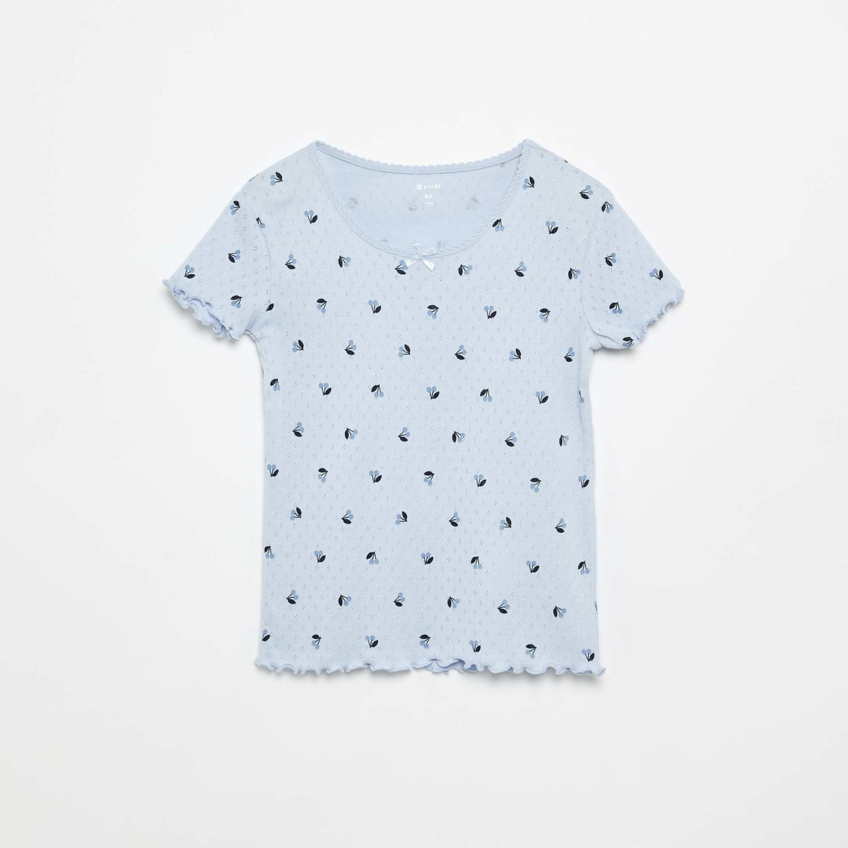 Ensemble de pyjama t-shirt + short en maille pointelle - 2 pièces BLEU