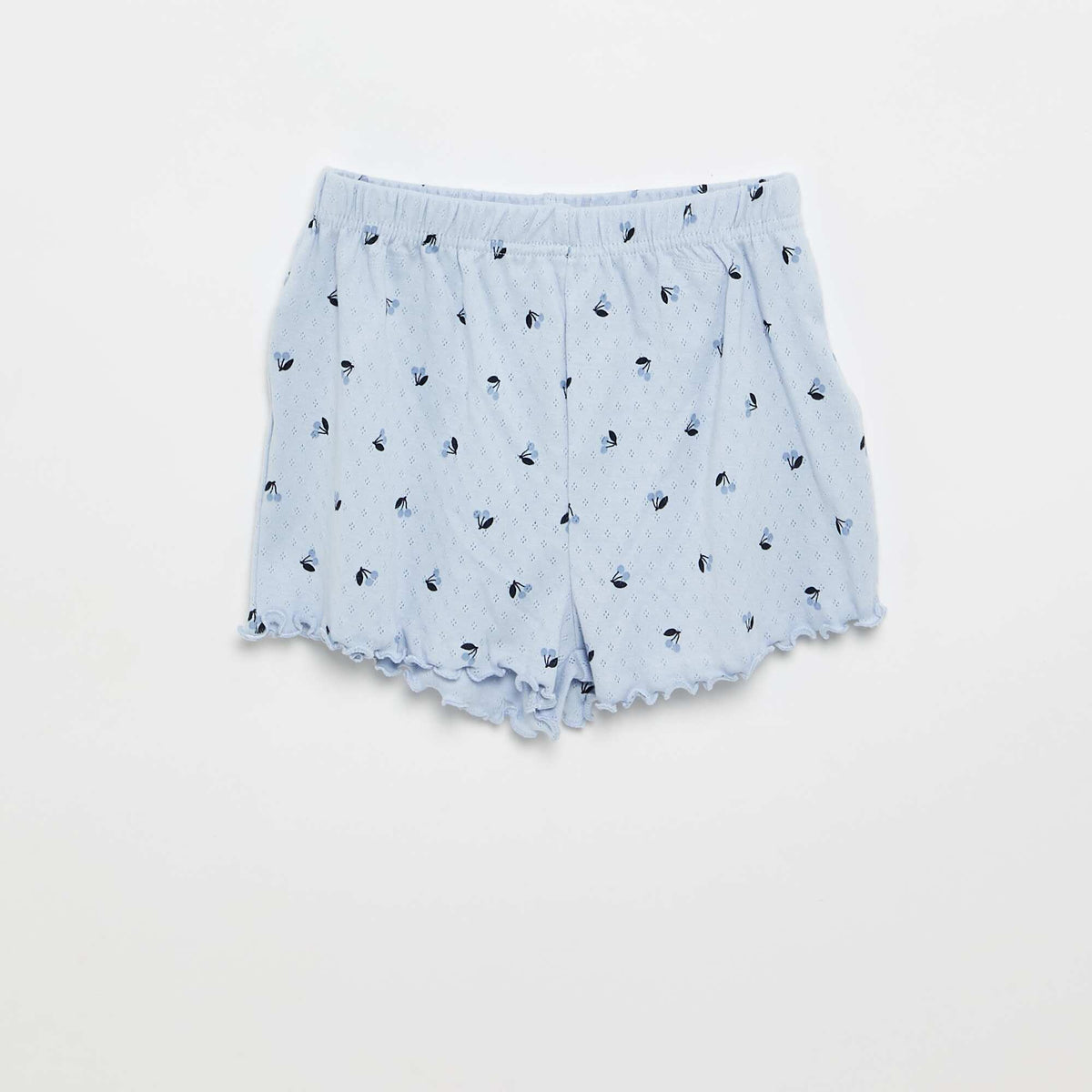 Ensemble de pyjama t-shirt + short en maille pointelle - 2 pièces BLEU