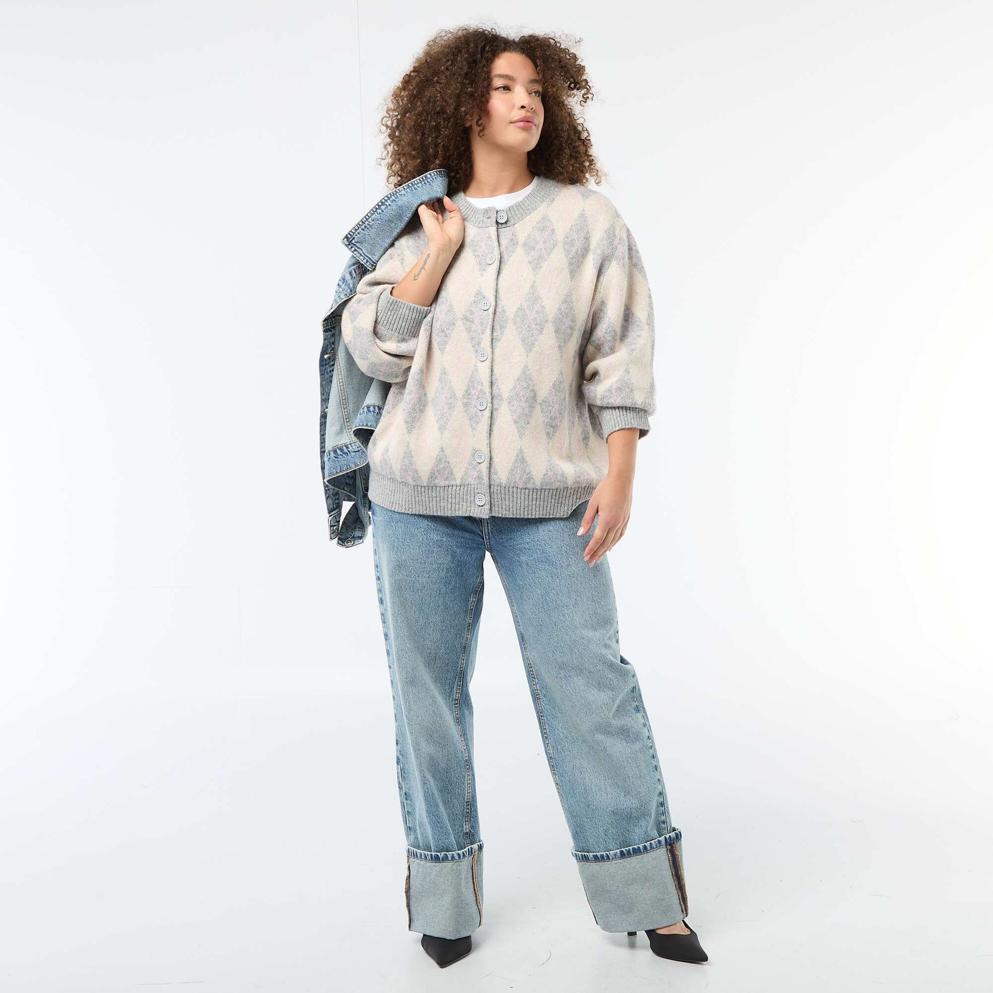 Gilet en maille grosse jauge BLANC