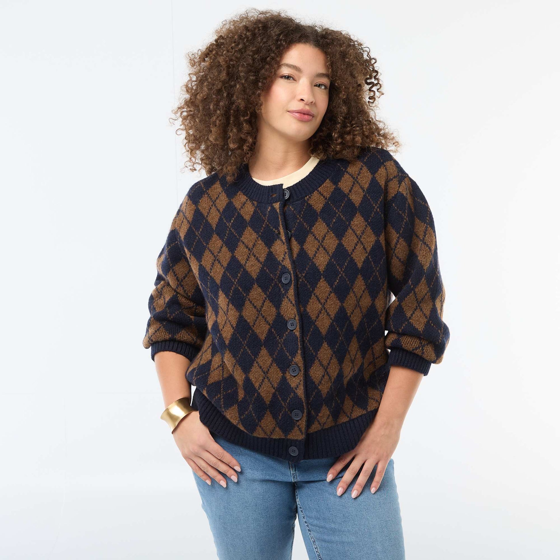Gilet en maille grosse jauge BLEU