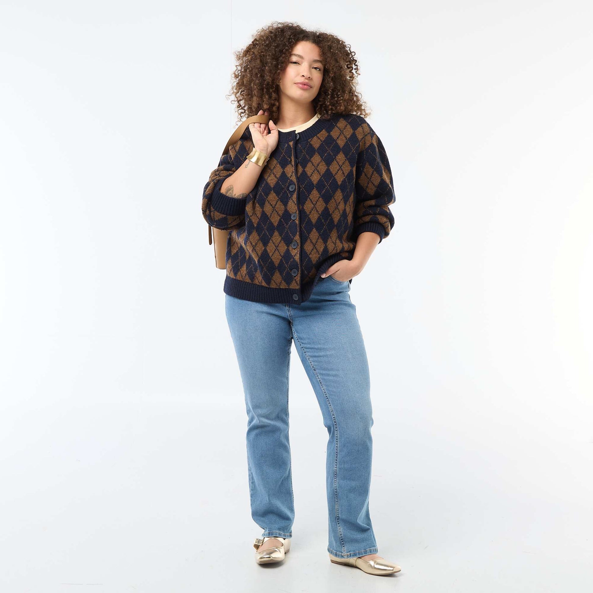 Gilet en maille grosse jauge BLEU