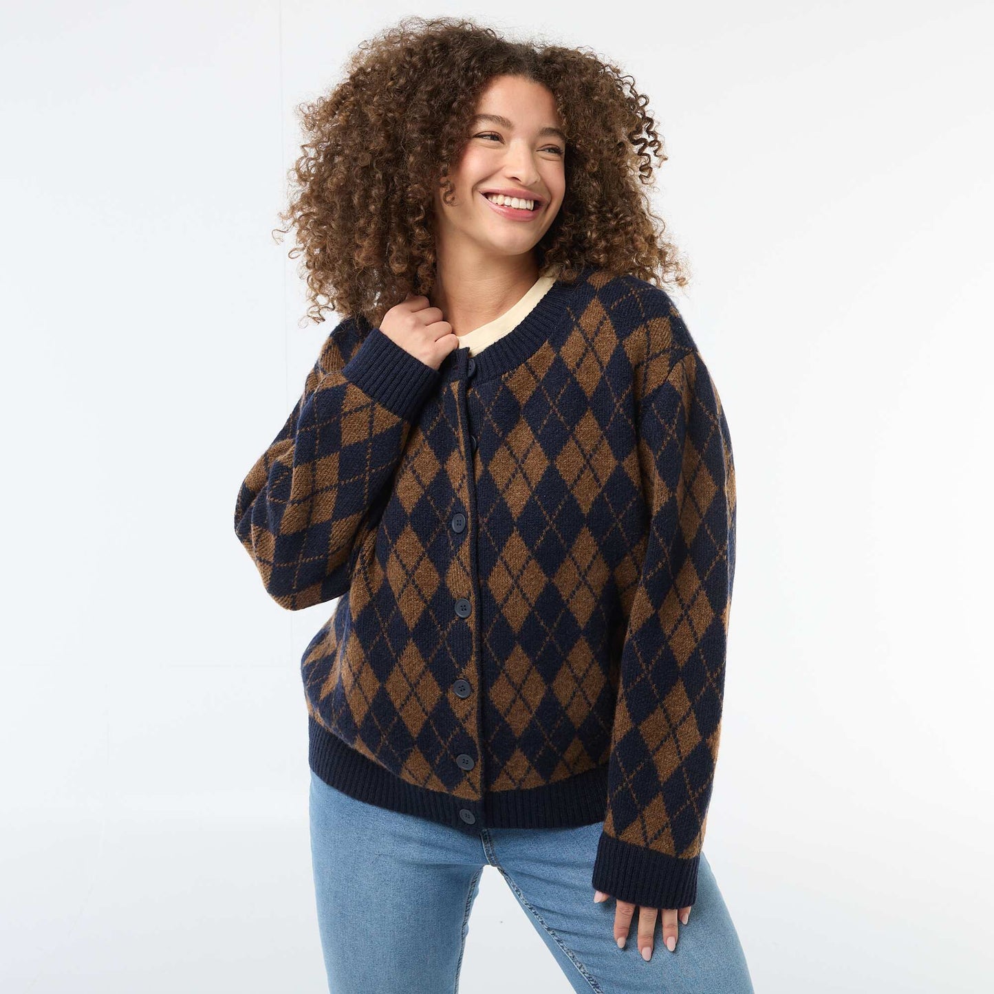 Gilet en maille grosse jauge BLEU