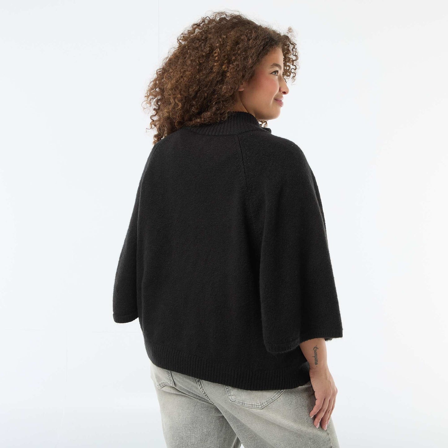 Gilet cape en maille grosse jauge NOIR