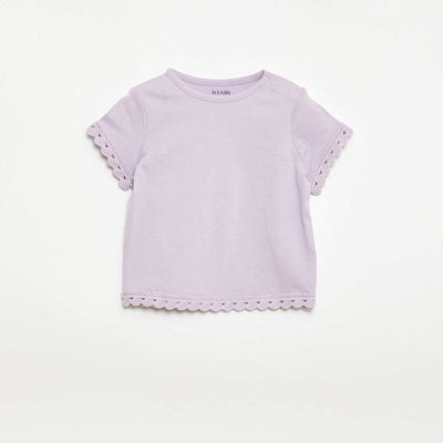 T-shirt à manches courtes avec détails au crochet ROSE