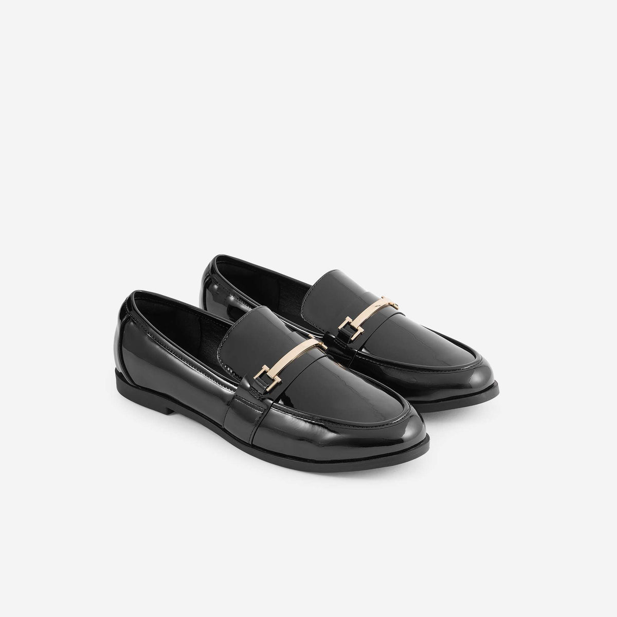 Mocassins vernies avec bijoux dorés fantaisies NOIR