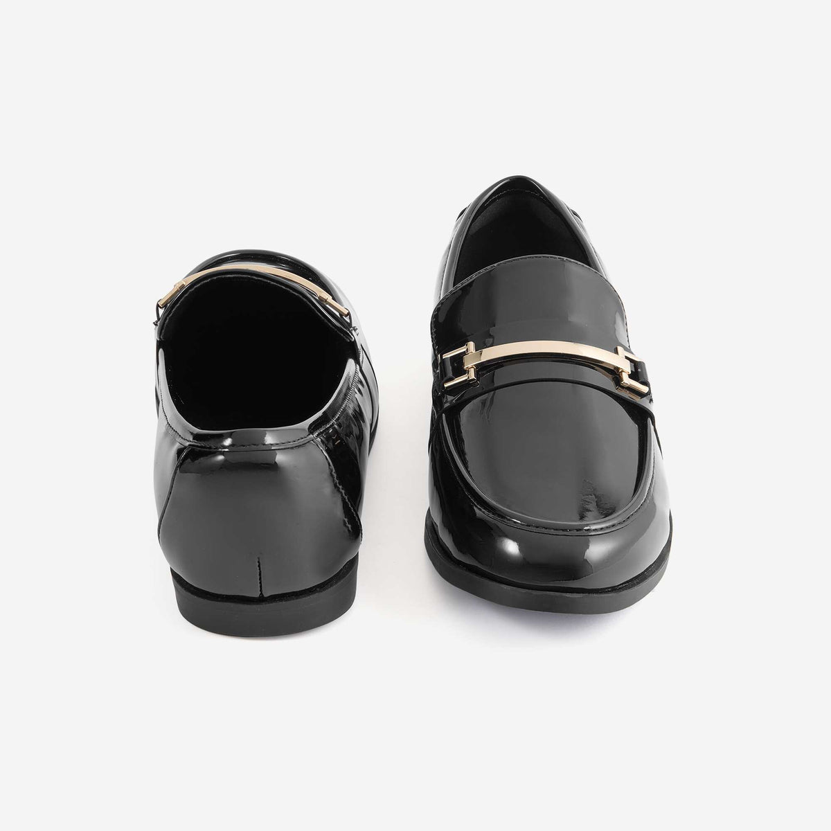 Mocassins vernies avec bijoux dorés fantaisies NOIR