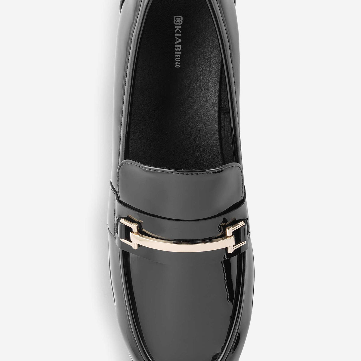 Mocassins vernies avec bijoux dorés fantaisies NOIR