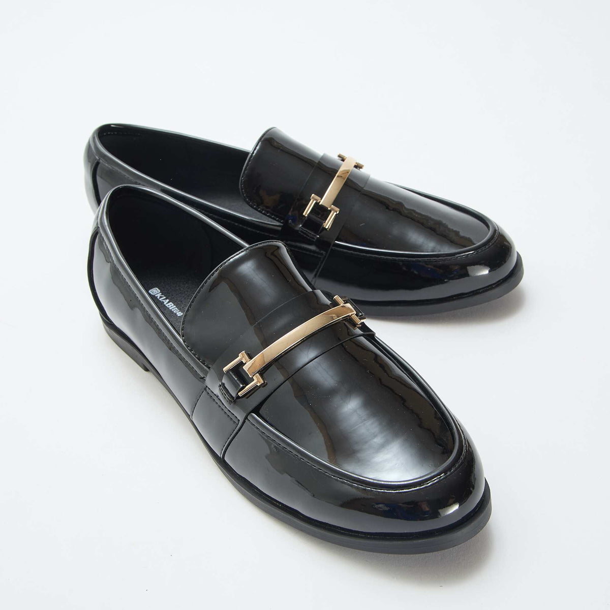 Mocassins vernies avec bijoux dorés fantaisies NOIR