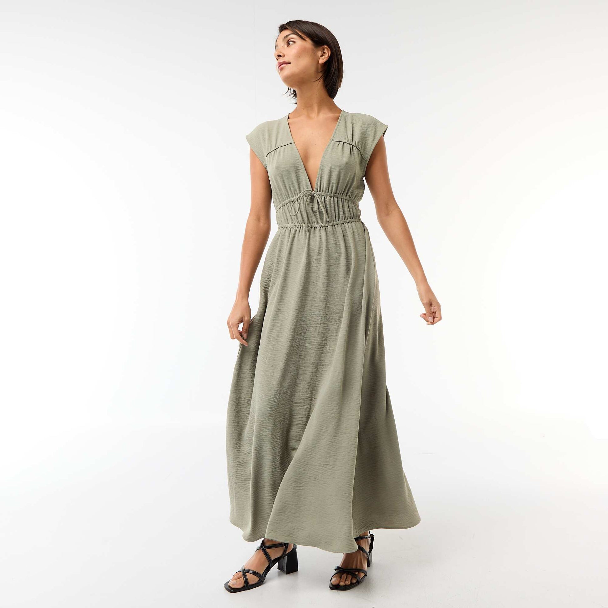 Robe longue sans manches avec nœud VERT