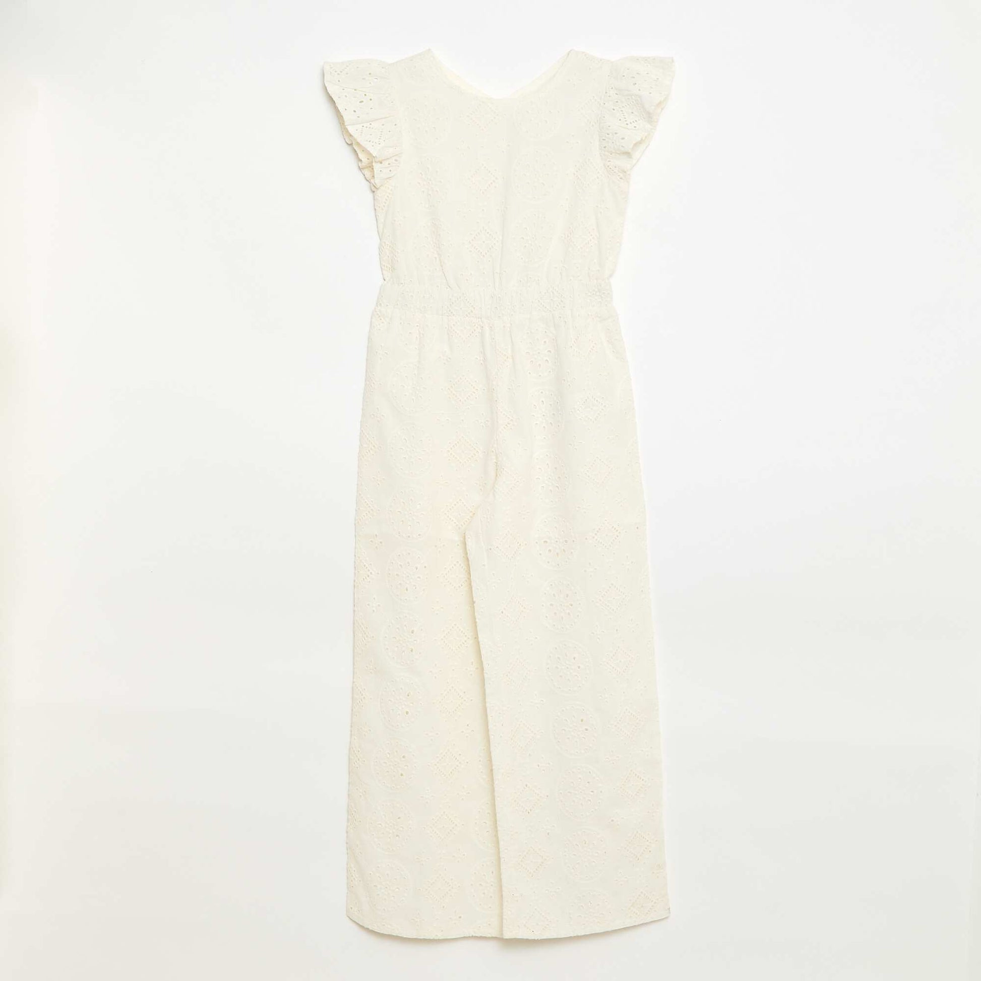 Combinaison large en broderie anglaise volantée coton BLANC