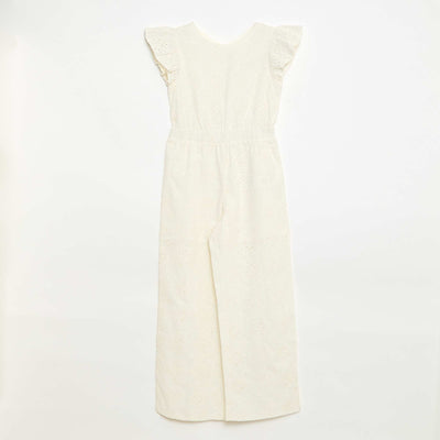 Combinaison large en broderie anglaise volantée coton BLANC