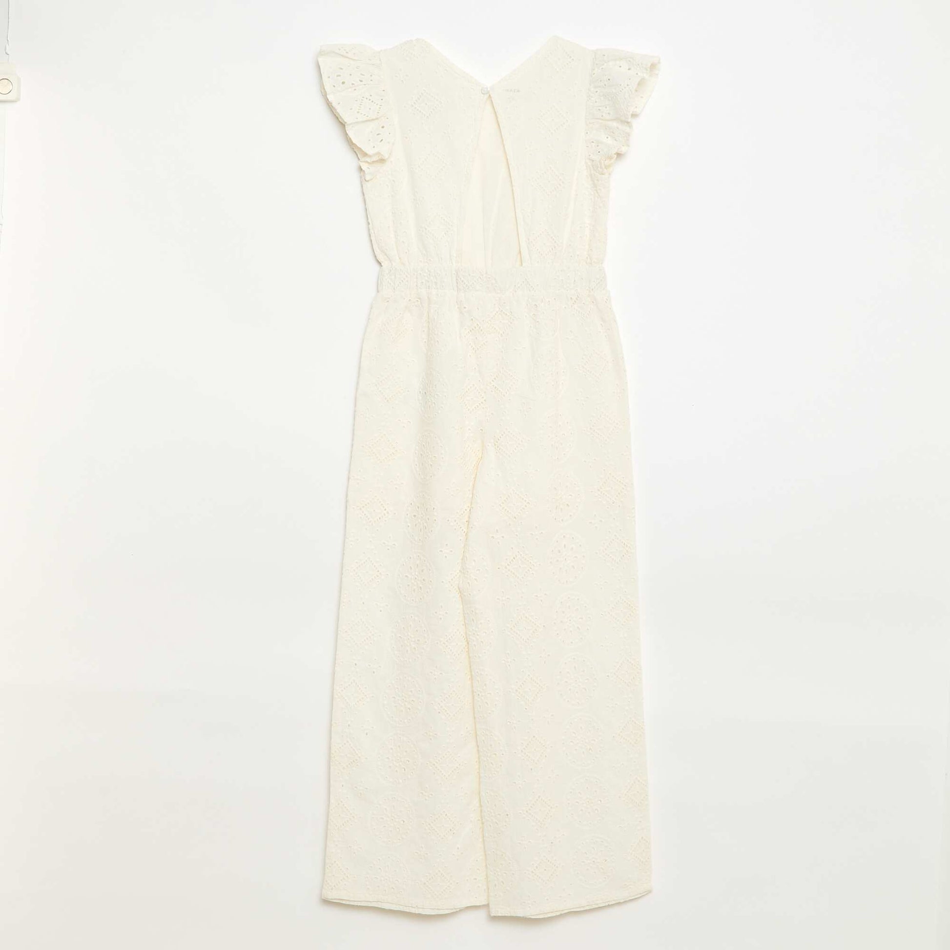 Combinaison large en broderie anglaise volantée coton BLANC