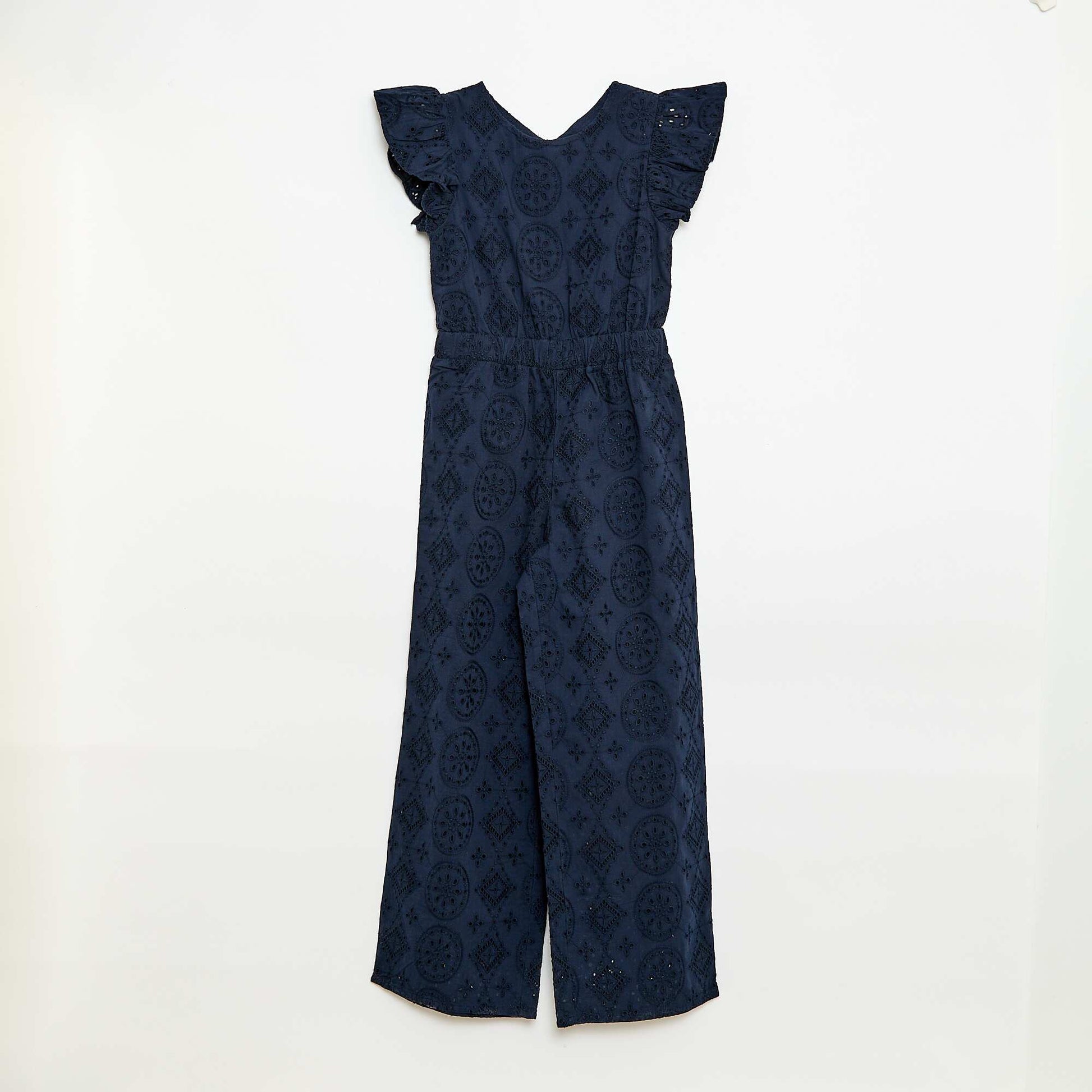 Combinaison large en broderie anglaise volantée coton BLEU