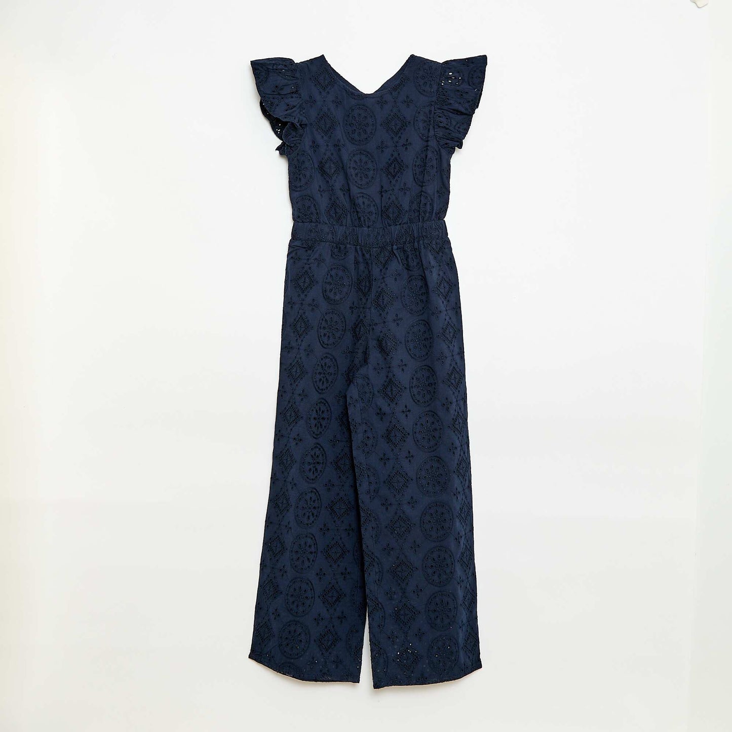 Combinaison large en broderie anglaise volantée coton BLEU
