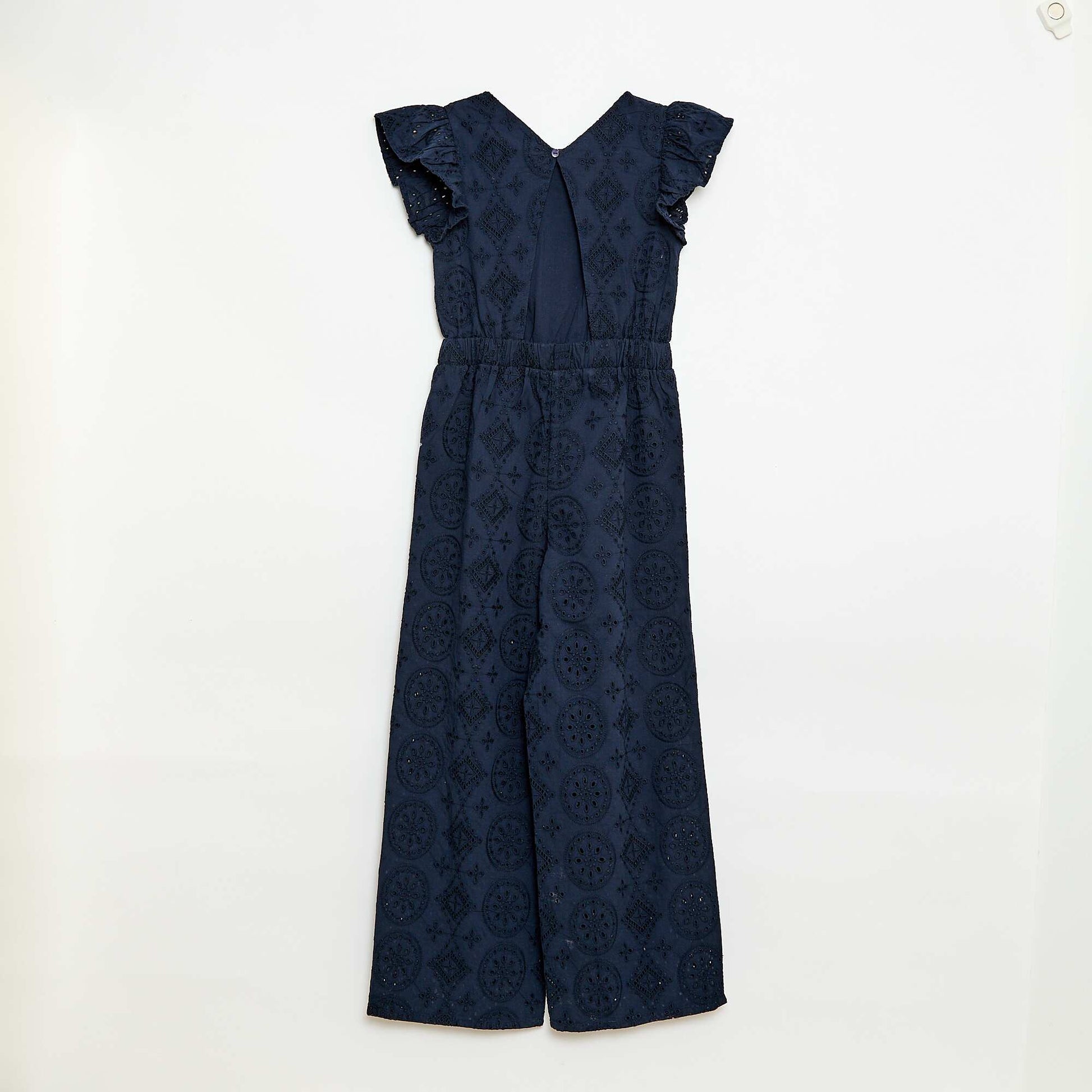 Combinaison large en broderie anglaise volantée coton BLEU