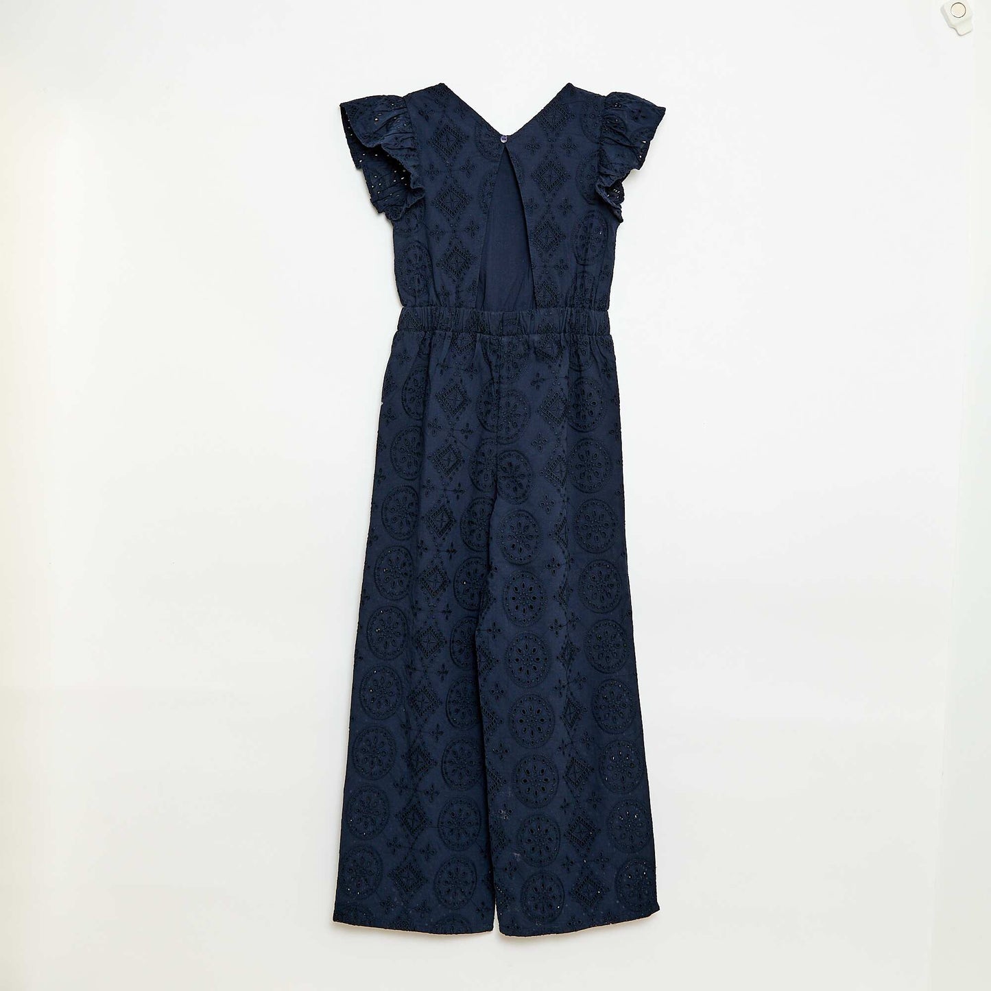 Combinaison large en broderie anglaise volantée coton BLEU