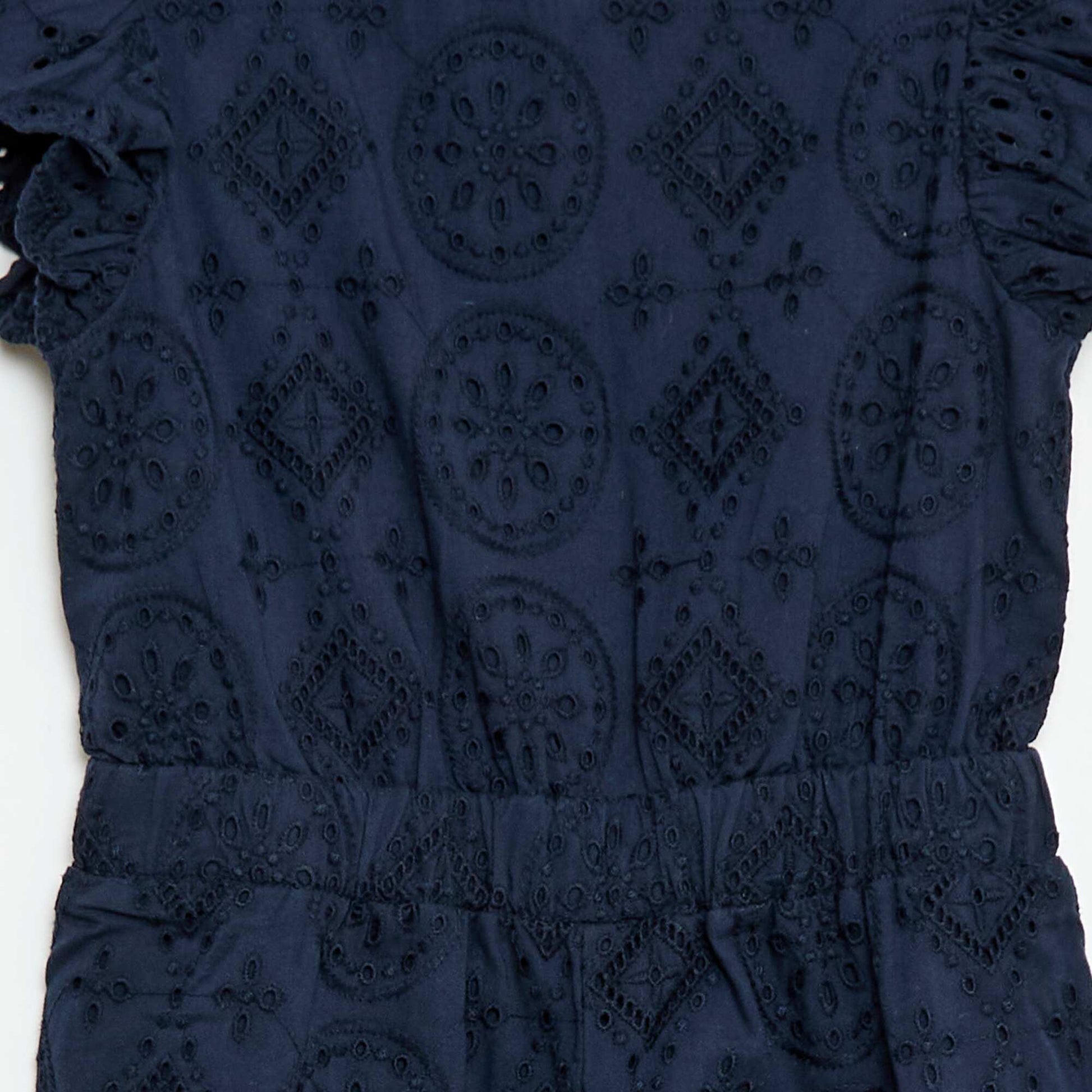 Combinaison large en broderie anglaise volantée coton BLEU