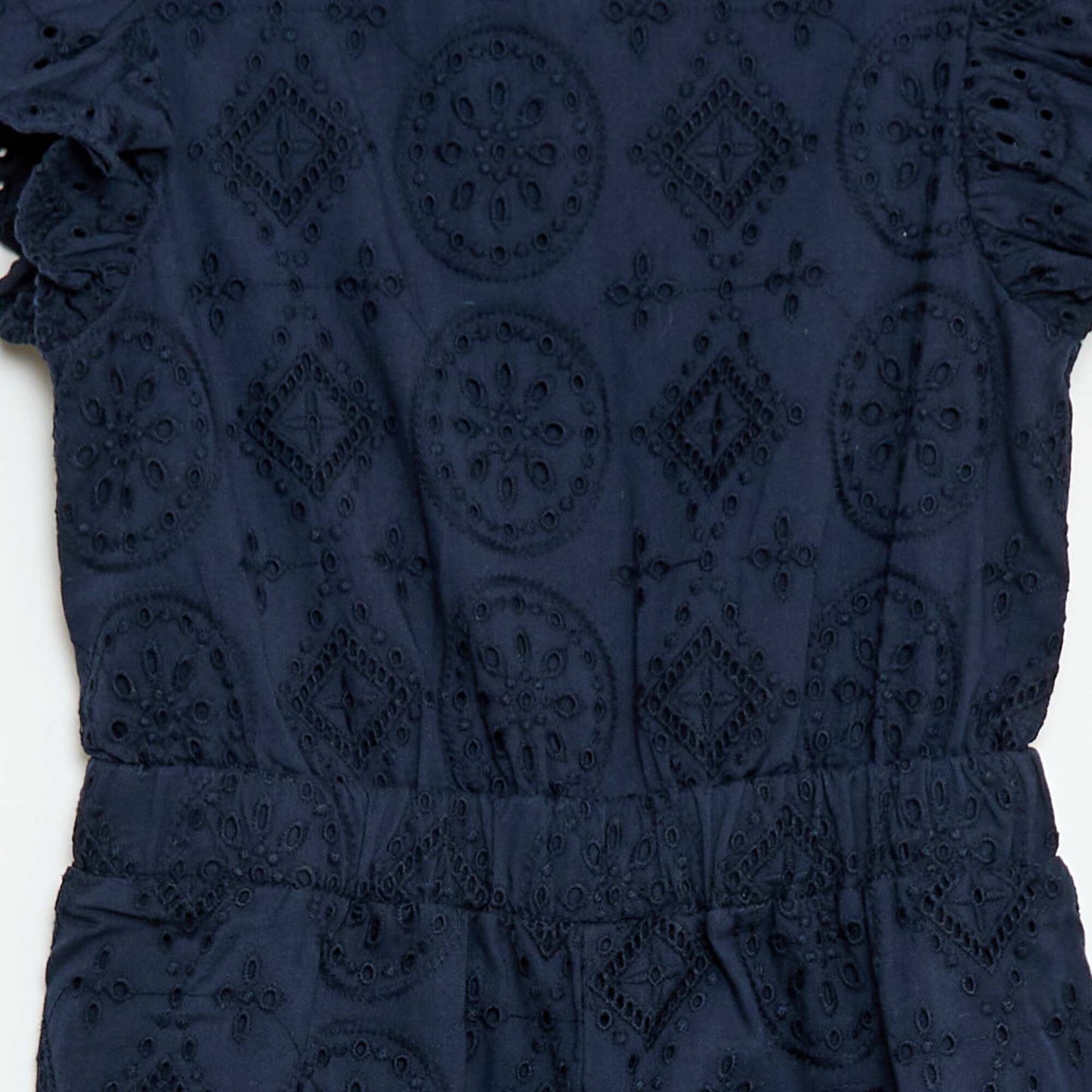 Combinaison large en broderie anglaise volantée coton BLEU