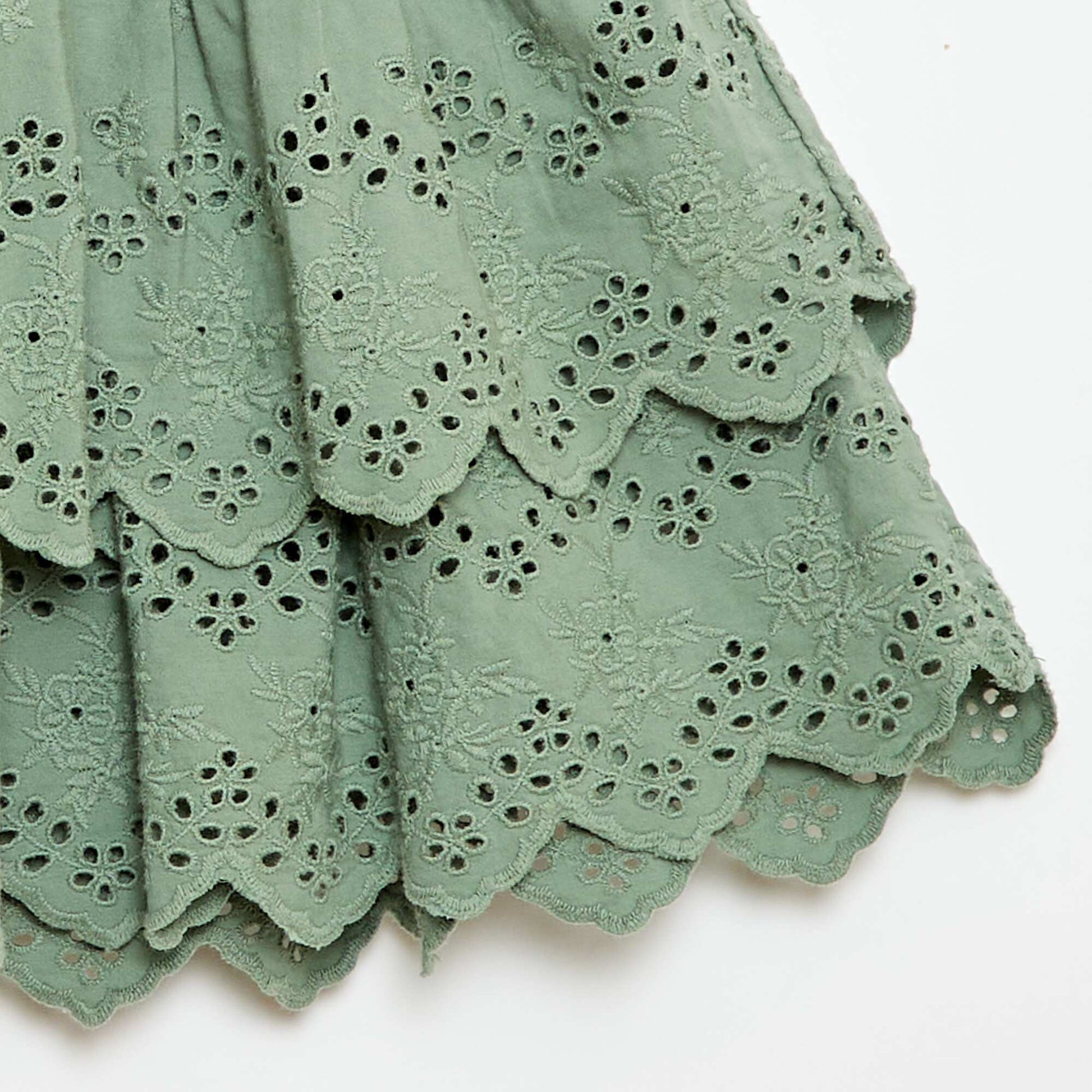 Jupe à volants et broderies anglaises VERT