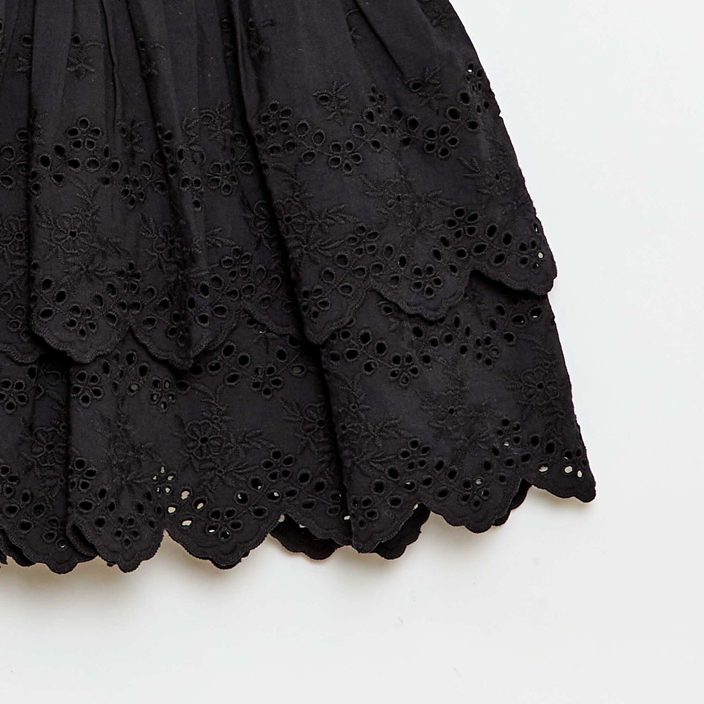 Jupe à volants et broderies anglaises NOIR