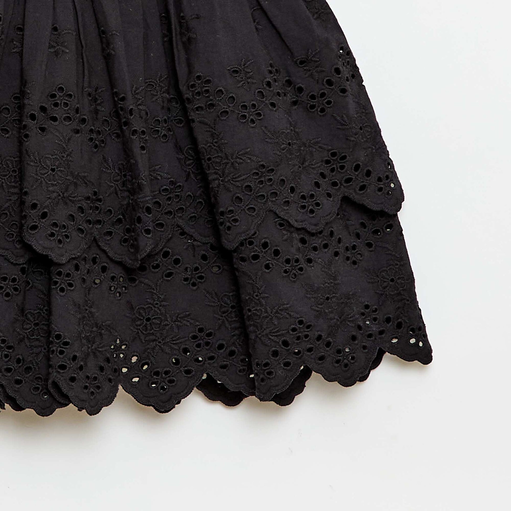 Jupe à volants et broderies anglaises NOIR