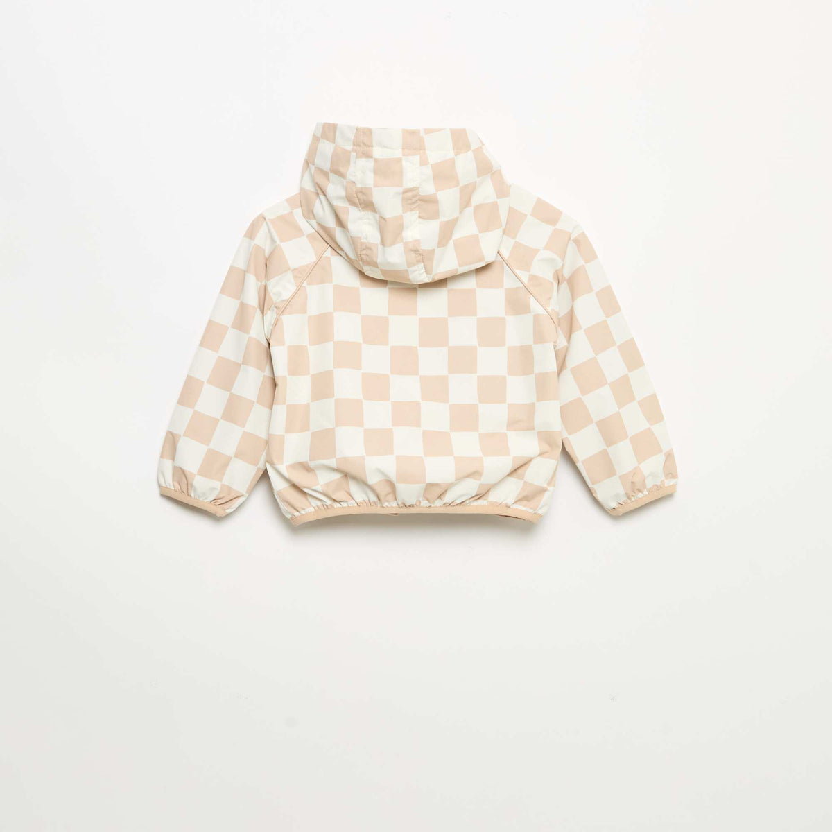 Coupe-vent à capuche et à carreaux BEIGE