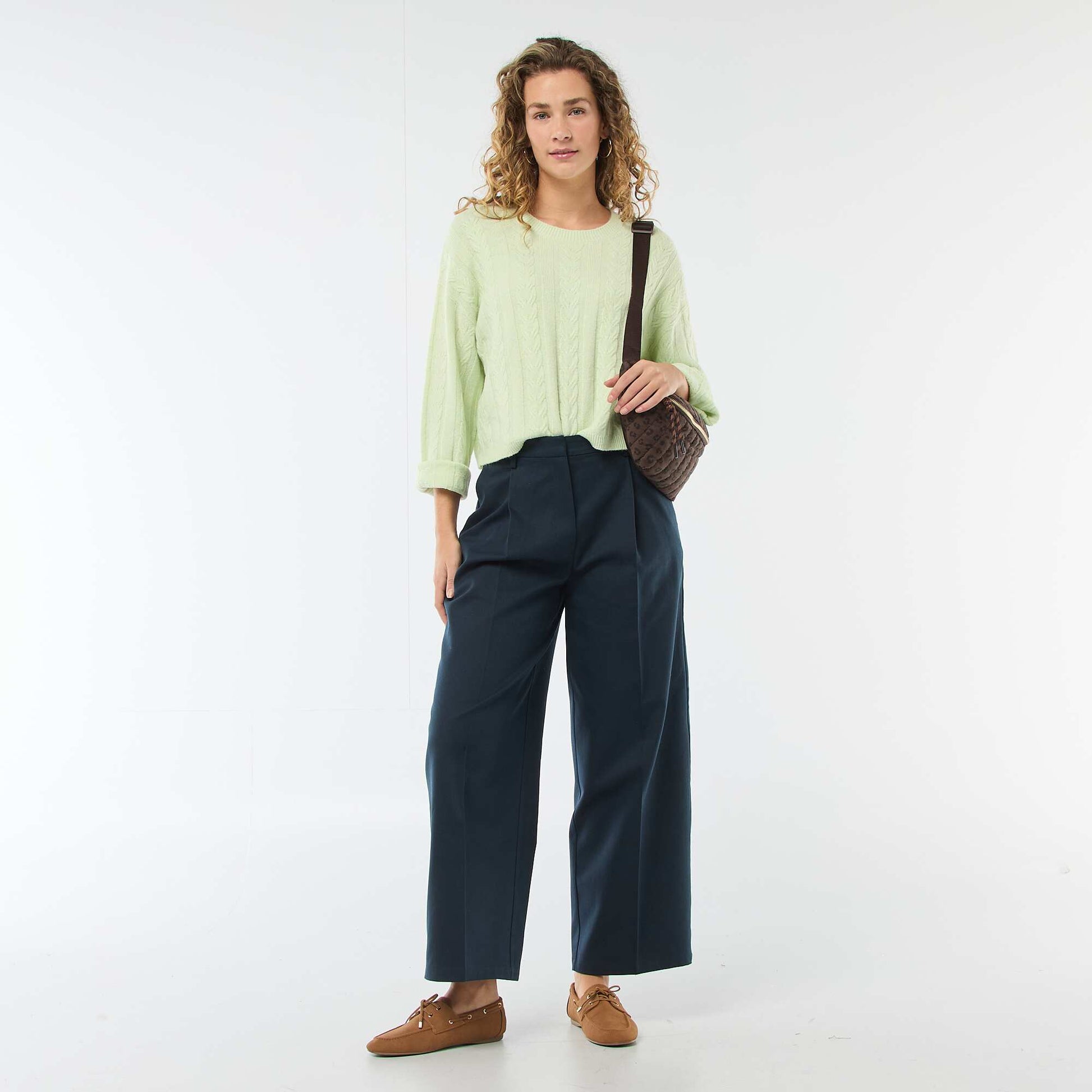 Pull en maille torsadée VERT