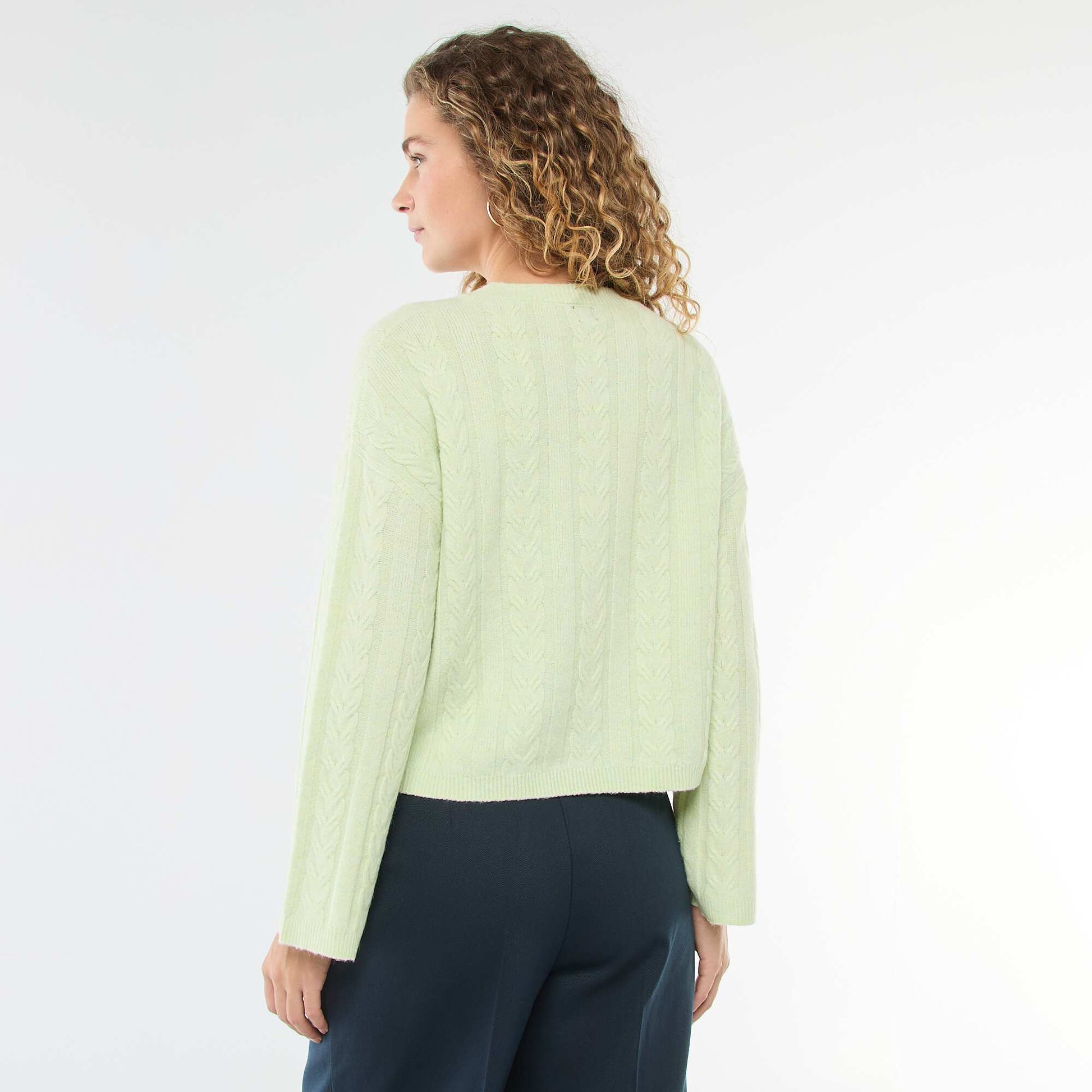 Pull en maille torsadée VERT