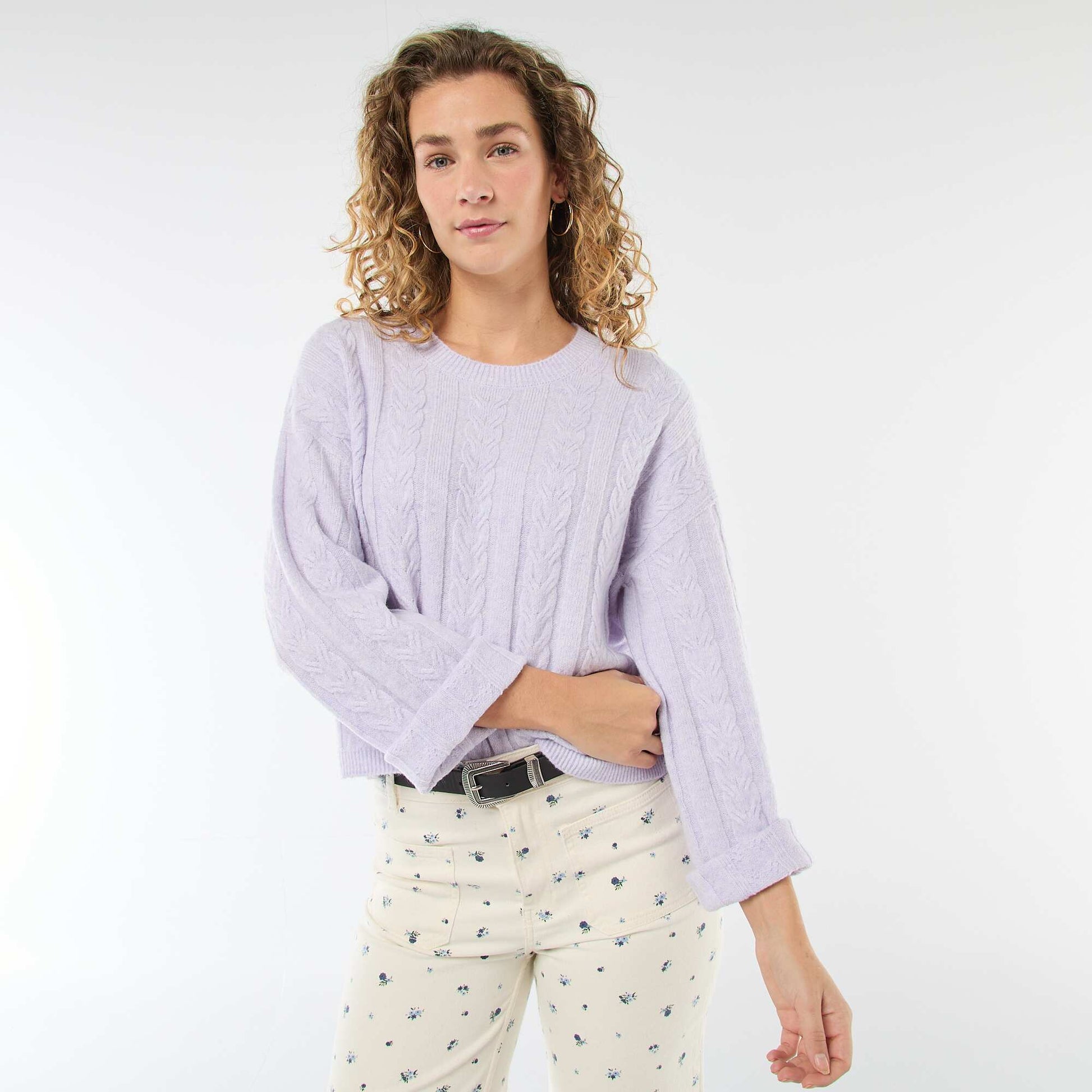 Pull en maille torsadée VIOLET