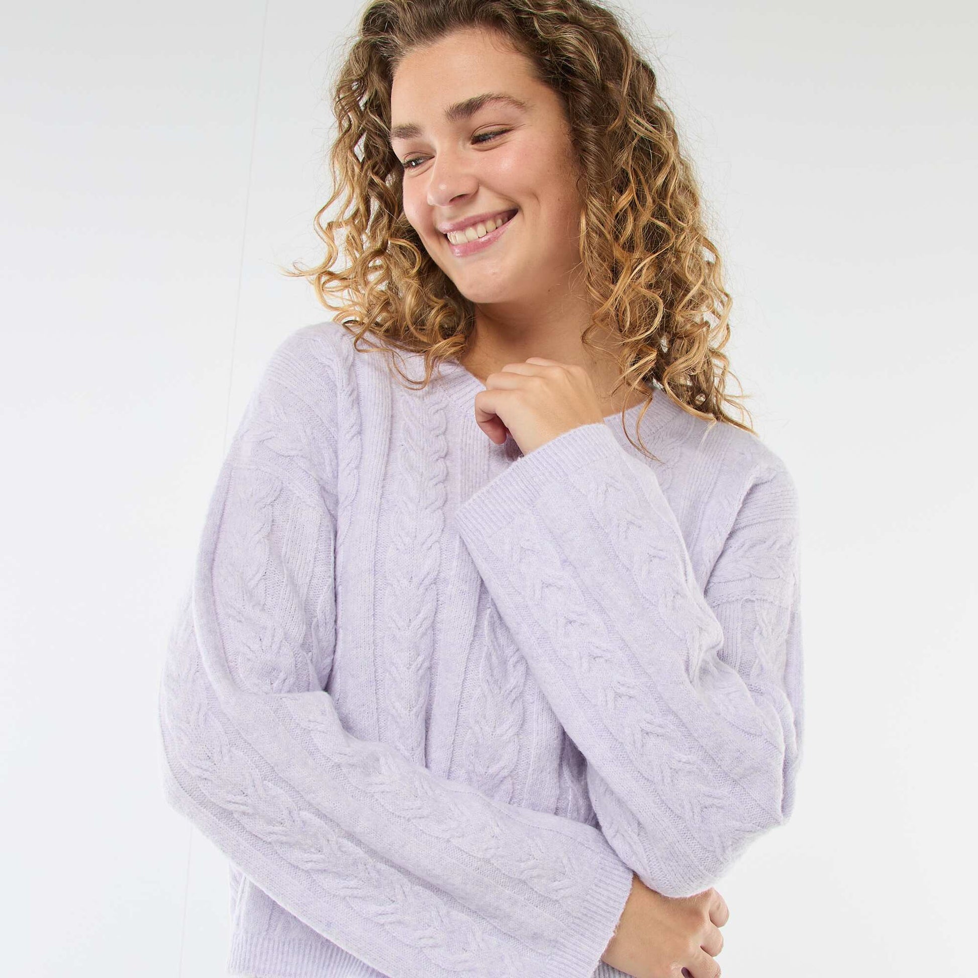 Pull en maille torsadée VIOLET