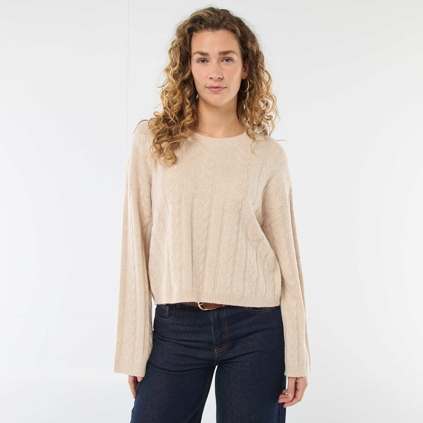 Pull en maille torsadée BEIGE