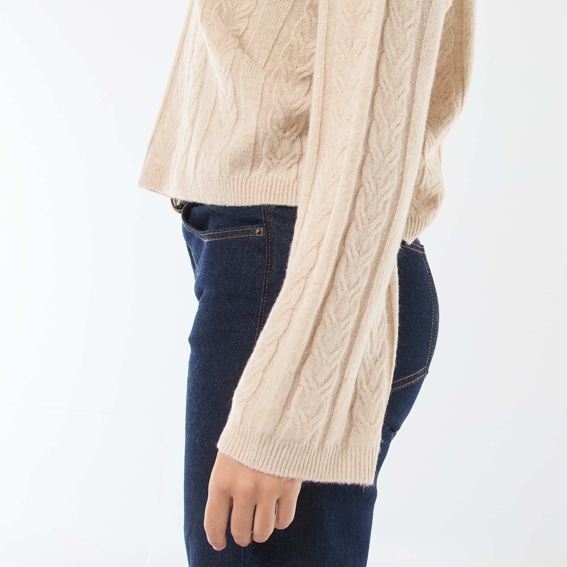 Pull en maille torsadée BEIGE