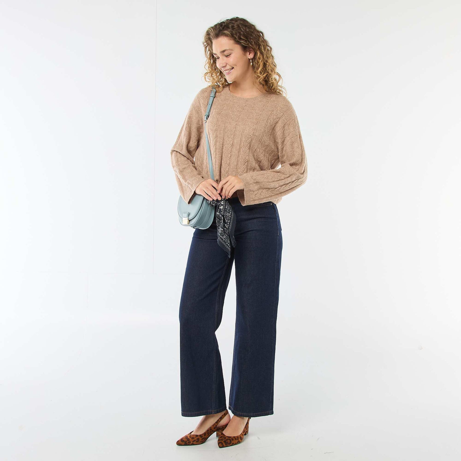 Pull en maille torsadée MARRON