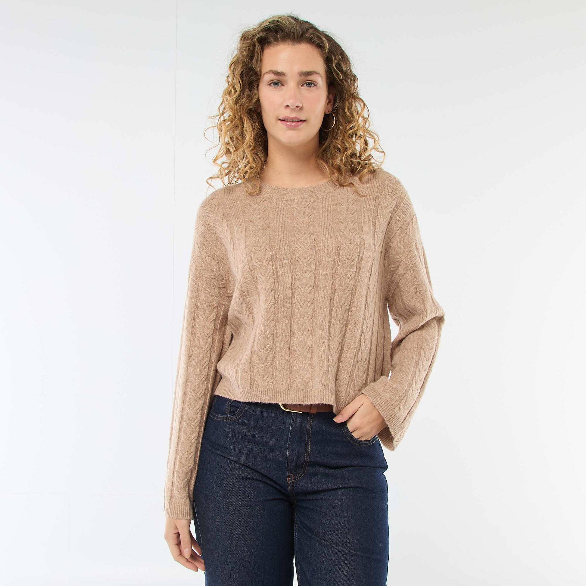 Pull en maille torsadée MARRON