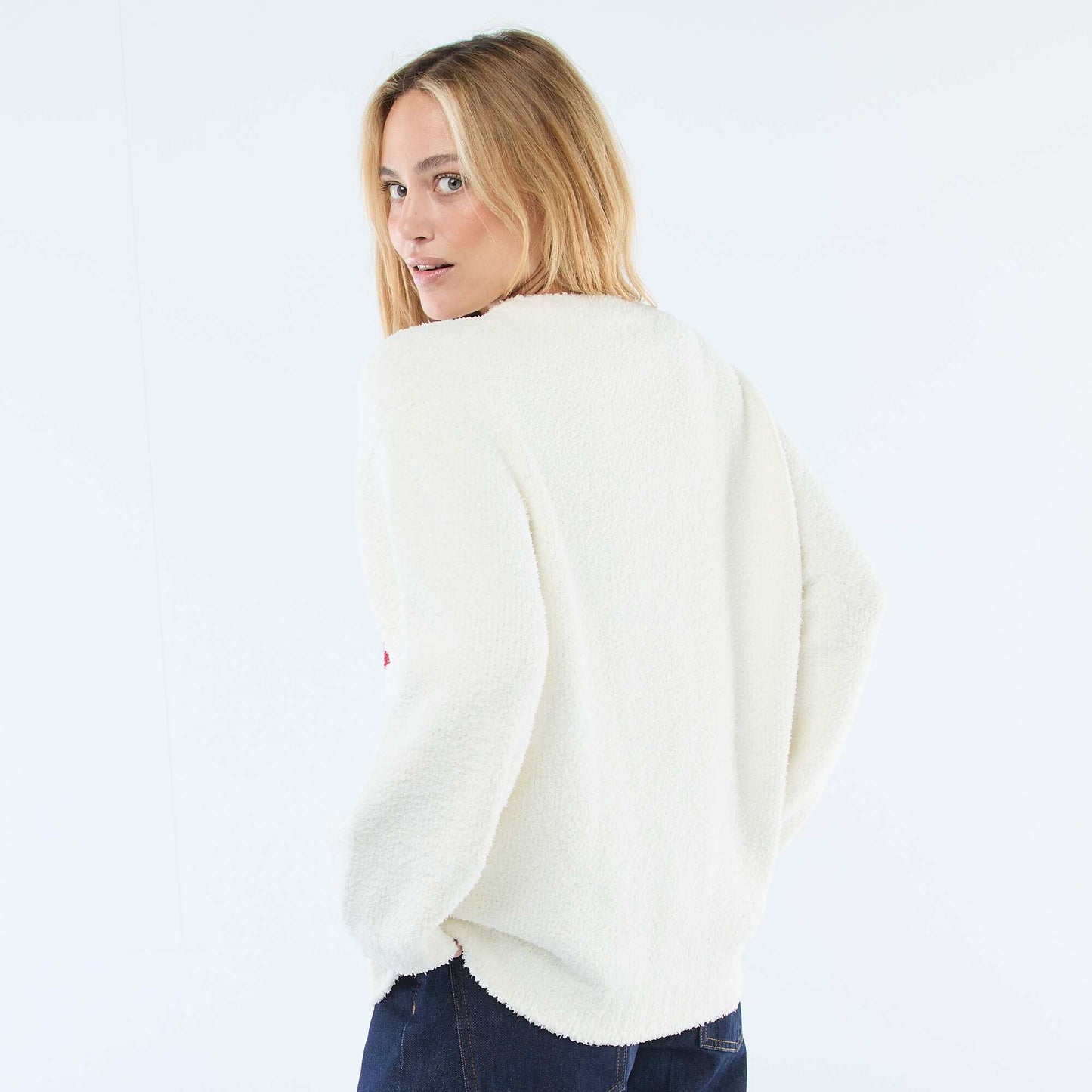 Pull en sherpa avec cœur BEIGE