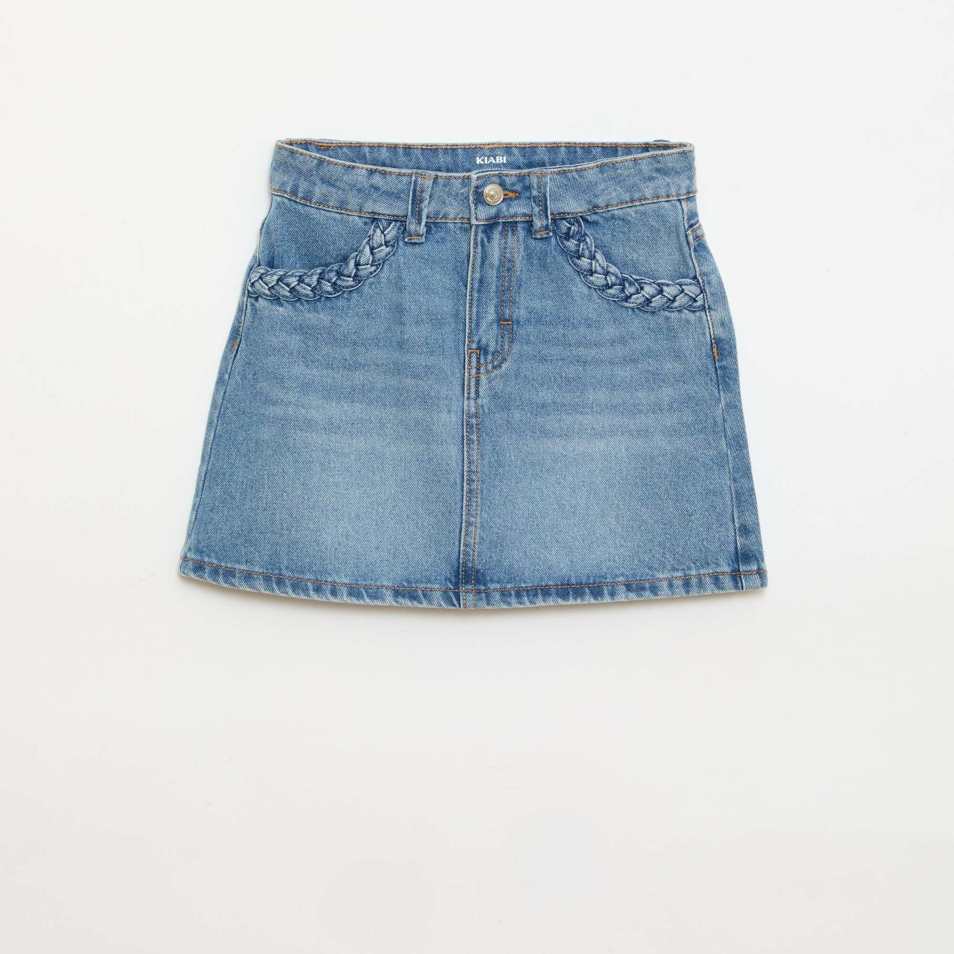 Jupe en denim avec poches tressées BLEU
