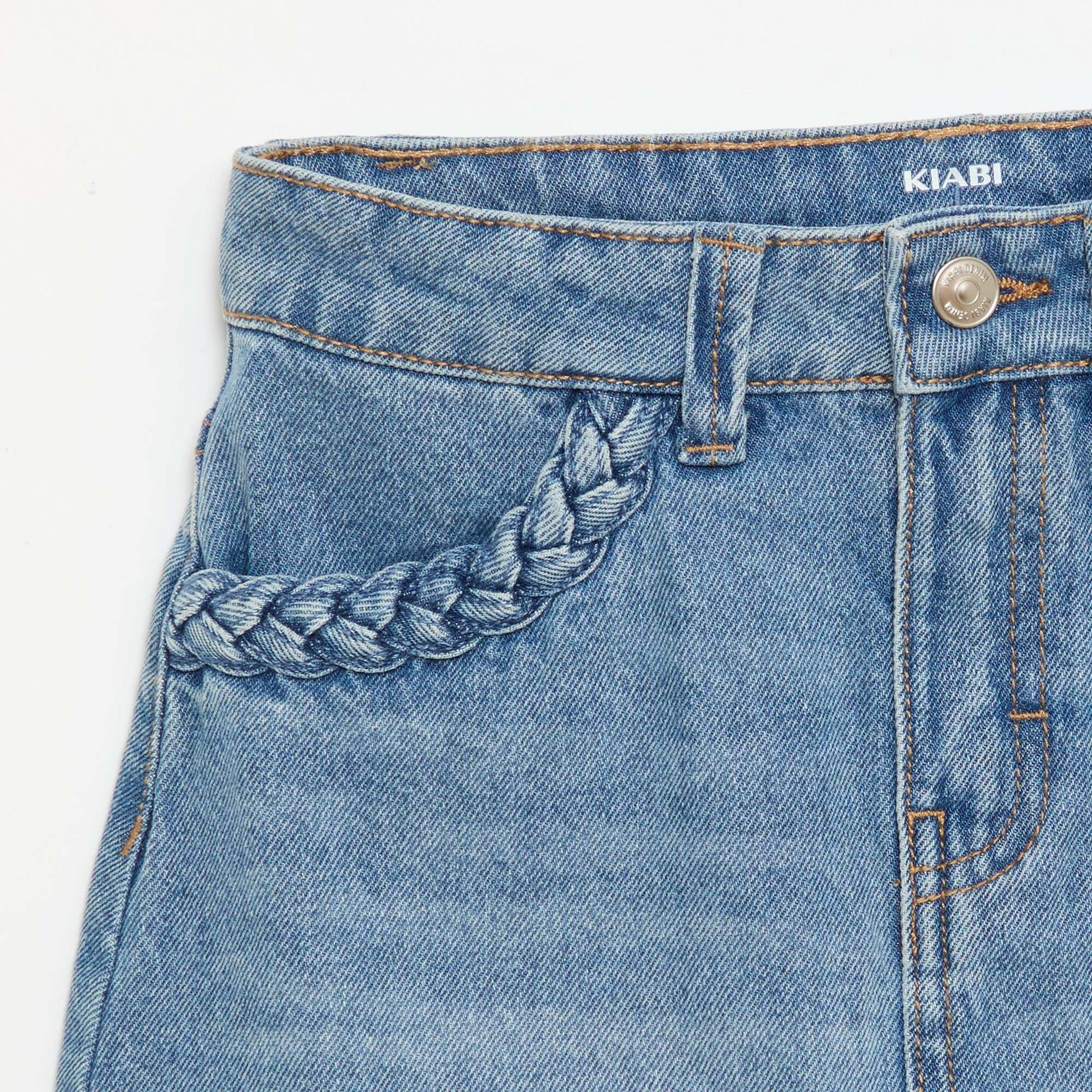 Jupe en denim avec poches tressées BLEU