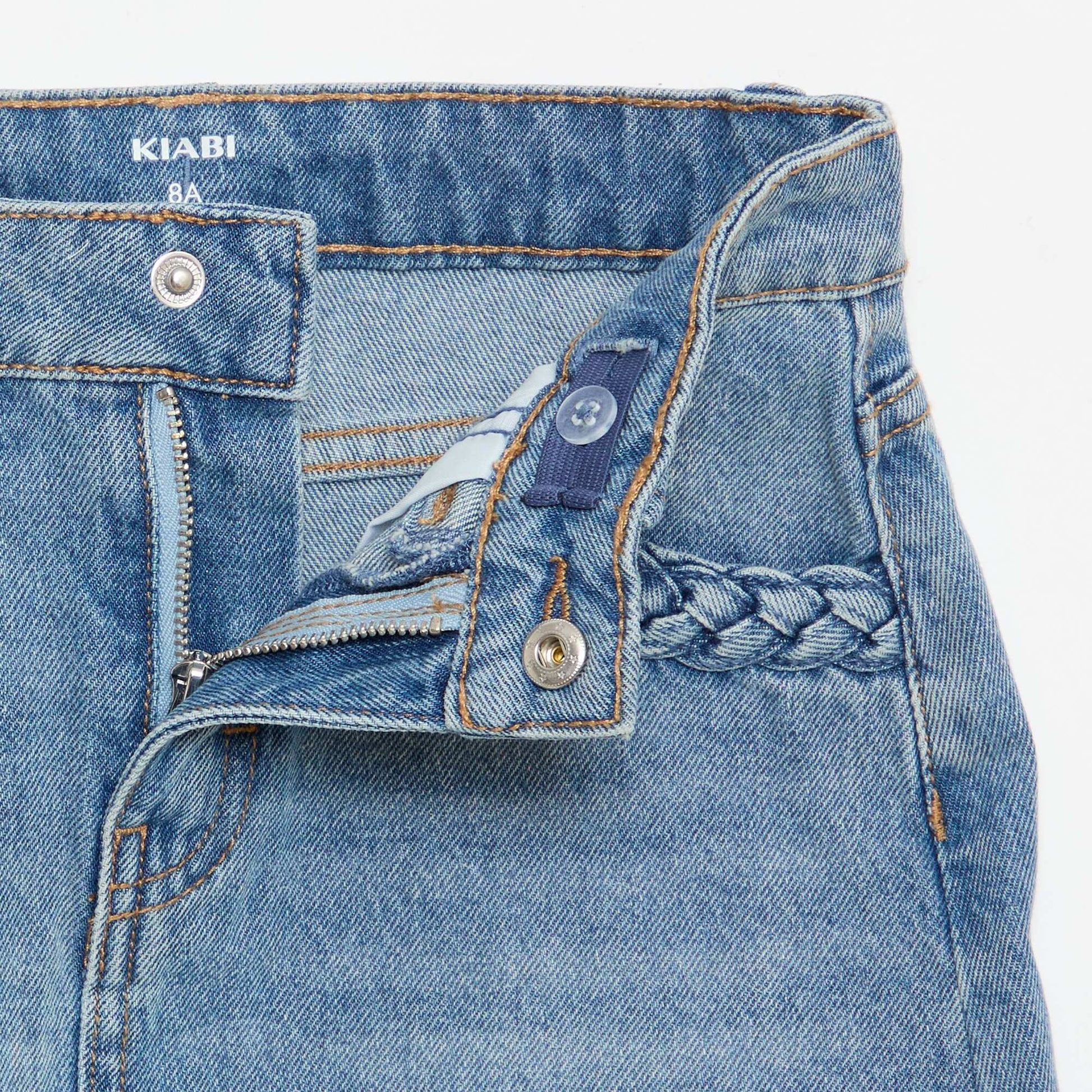 Jupe en denim avec poches tressées BLEU