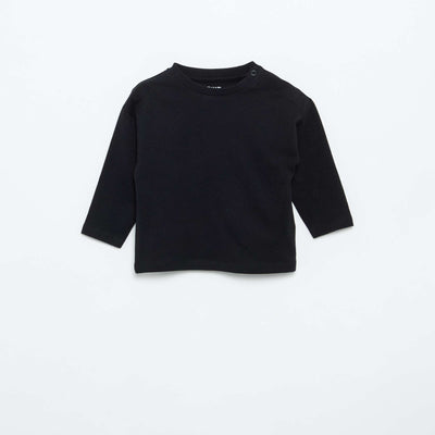 T-shirt manches longues uni NOIR