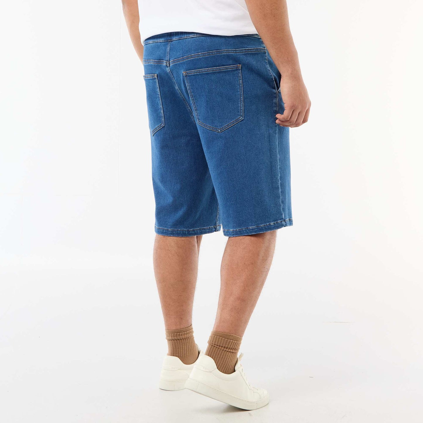 Bermuda en jean avec cordons de serrage BLEU