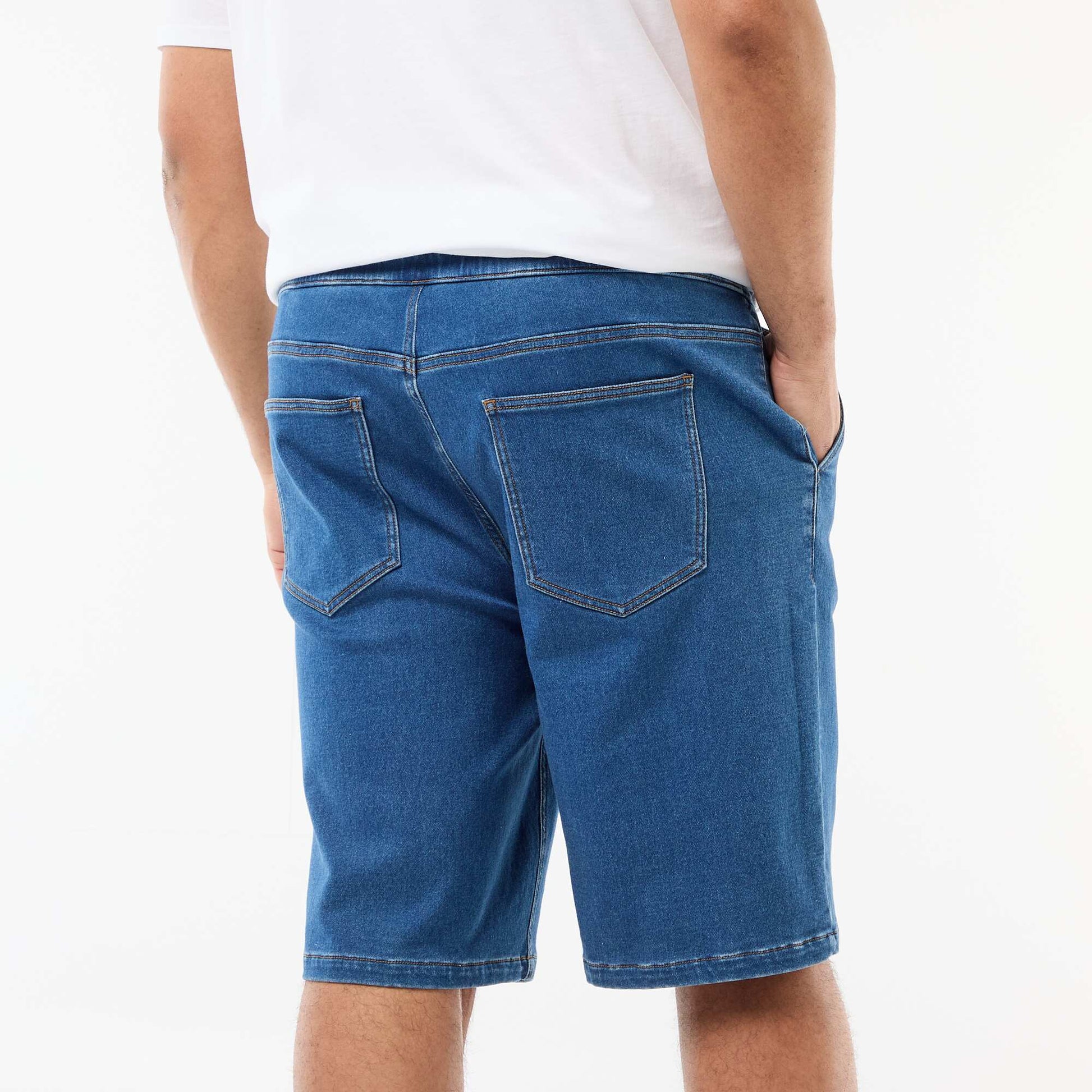 Bermuda en jean avec cordons de serrage BLEU
