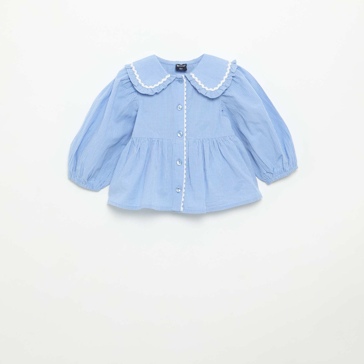 Blouse en popeline avec col claudine BLEU