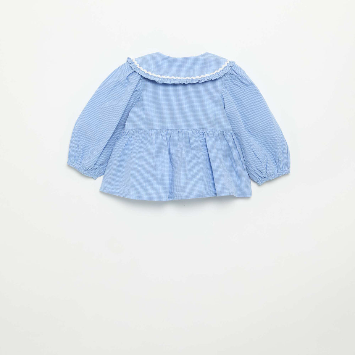 Blouse en popeline avec col claudine BLEU