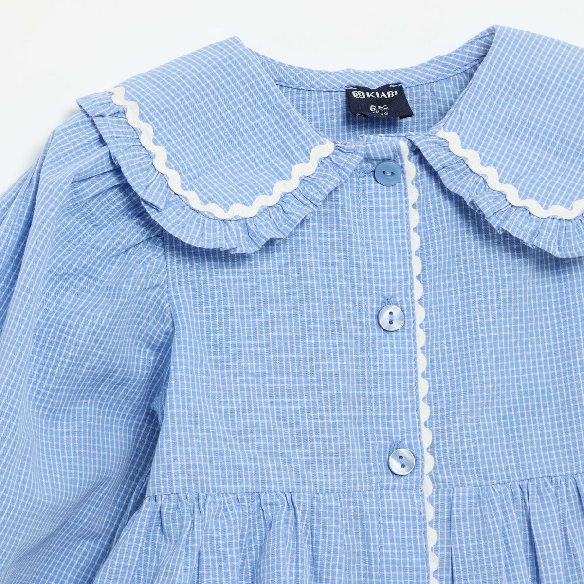 Blouse en popeline avec col claudine BLEU