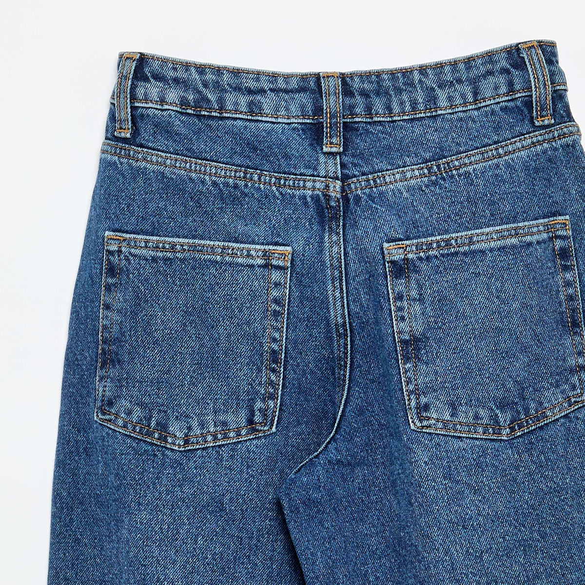 Pantalon denim coupe baggy BLEU