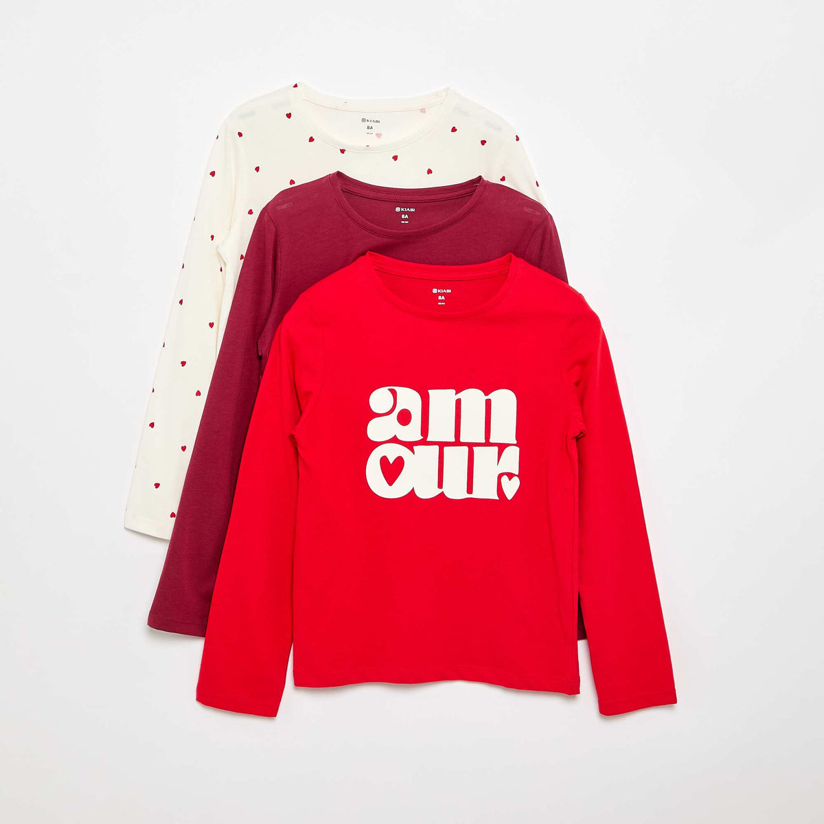Lot de 3 T-shirts à manches longues ROUGE