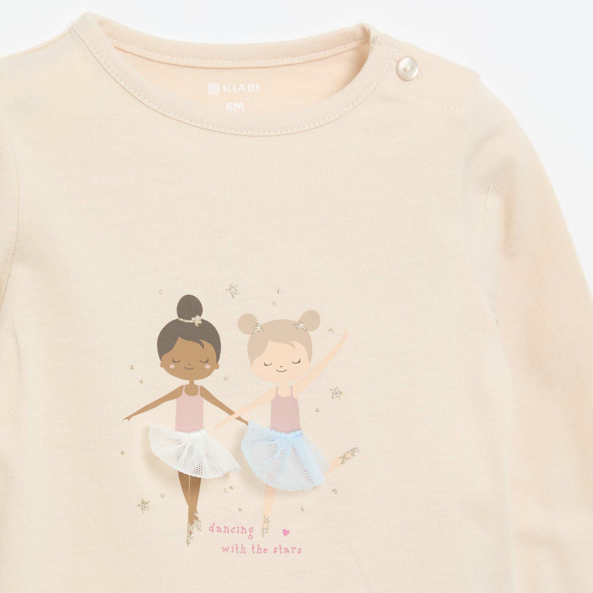 T-shirt en jersey à manches longues BEIGE
